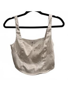 BP Ivory Satin Jacquard Corset Tank Top – XXS